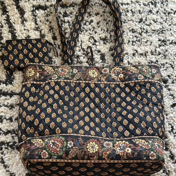 Black and Gold Quilted Tote Bag Set Maggi B - Picture 11 of 12